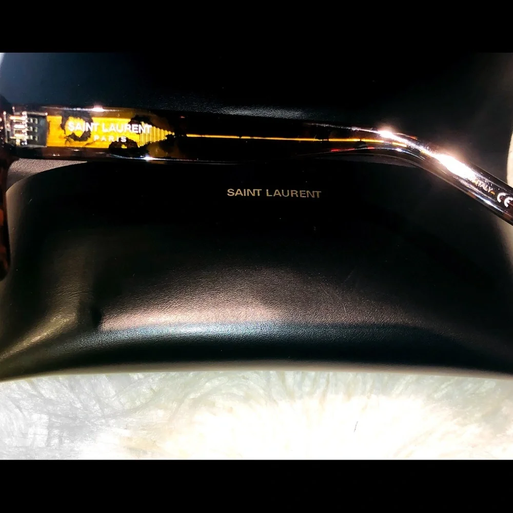 Yves Saint Laurent Black & Tortoise Leopard Print Sunglasses - Picture 7 of 10